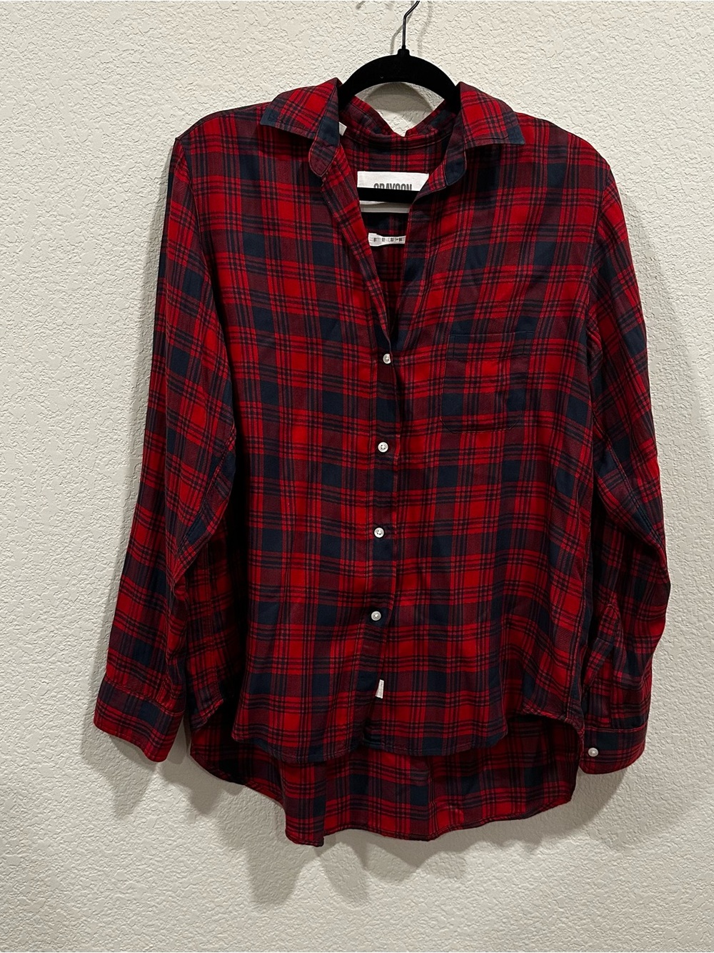 Grayson The Hero liquid flannel shirt classic plaid women’s 03/Med red and navy